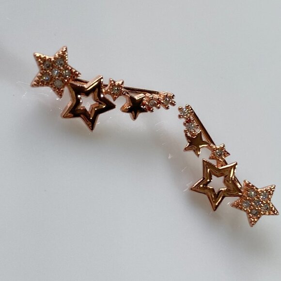 Rose Gold Shooting Stars Climber Earrings - Picture 4 of 10